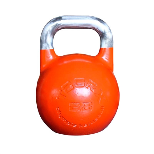 Dette er en TOORX Olympisk Kettlebell 28 kg, kettlebellen er orange